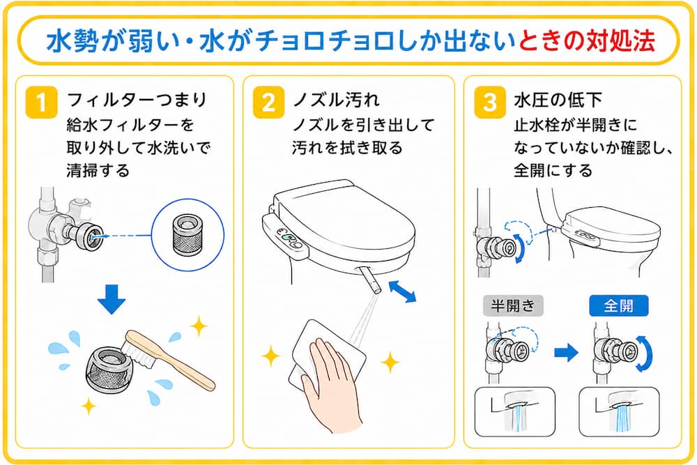 水勢が弱い・水がチョロチョロしか出ない